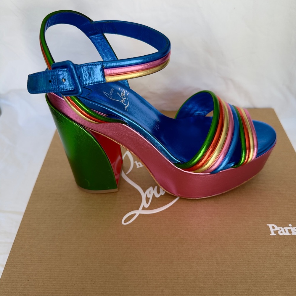 Christian Louboutin Manola Disco Leather Platform Sandals 120 - Picture 2 of 10